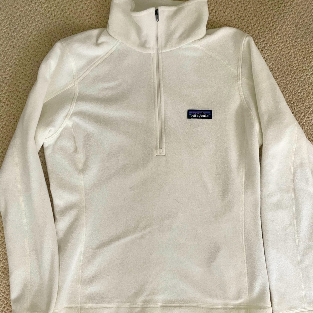 White Patagonia half zip sweater